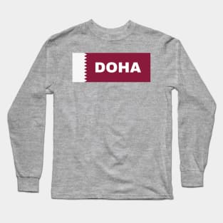 Doha City in Qatar Flag Long Sleeve T-Shirt